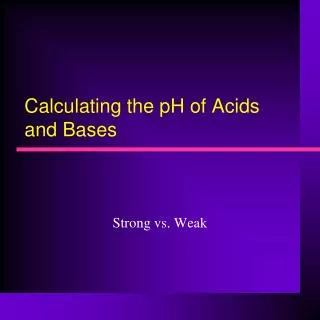 Calculating the pH of Acids and Bases