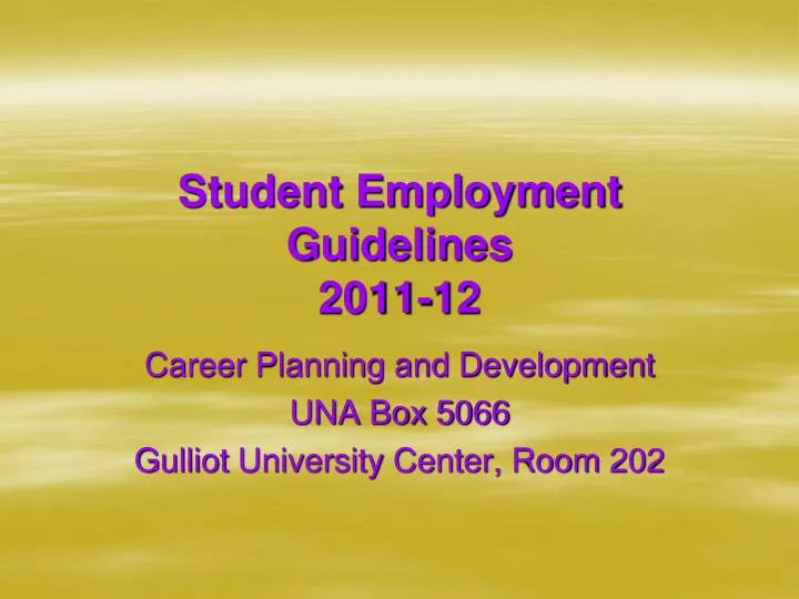 student employment guidelines 2011 12