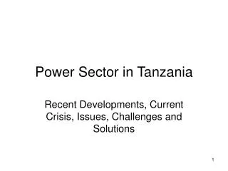 Power Sector in Tanzania