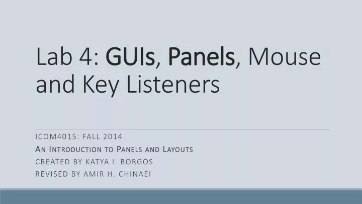lab 4 guis panels mouse and key listeners