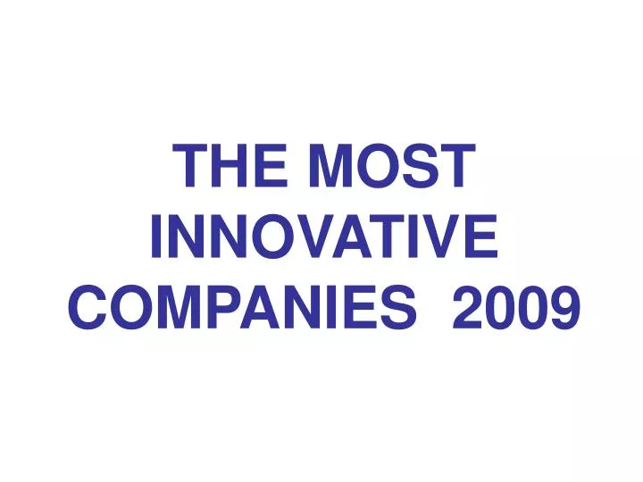 the most innovative companies 2009
