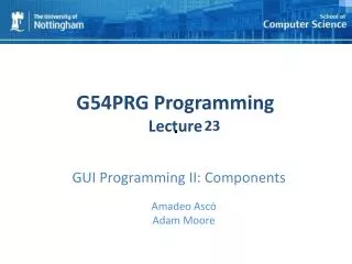 GUI Programming II: Components
