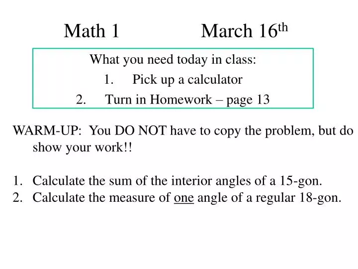 math 1 march 16 th
