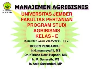 PPT - MANAJEMEN STRATEGI AGRIBISNIS PowerPoint Presentation, Free ...