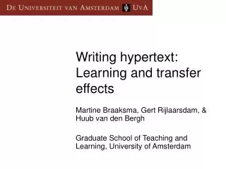 Writing hypertext: Learning and transfer effects