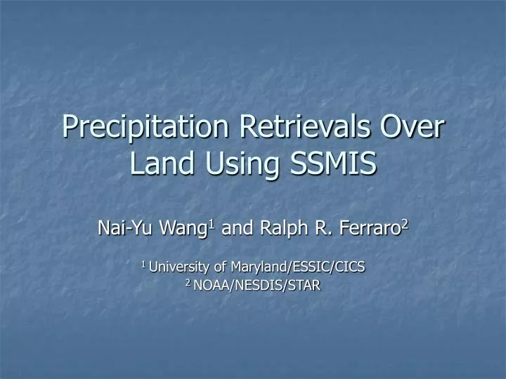 precipitation retrievals over land using ssmis