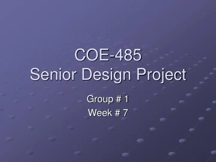 coe 485 senior design project