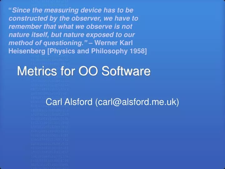 metrics for oo software