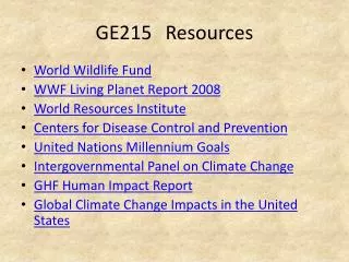 GE215	Resources