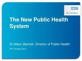 The New Public Health System Dr Alison Barnett -Director of Public Health 24 th January 2012