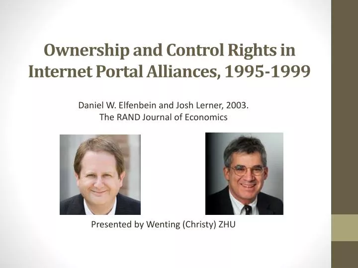 o wnership and control rights in internet portal alliances 1995 1999