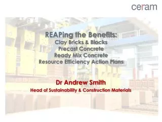 Dr Andrew Smith Head of Sustainability &amp; Construction Materials