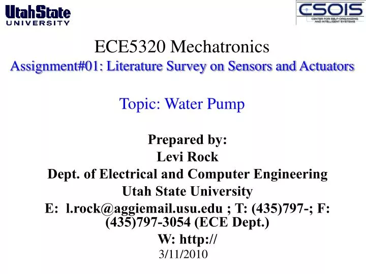 ece5320 mechatronics assignment 01 literature survey on sensors and actuators topic water pump