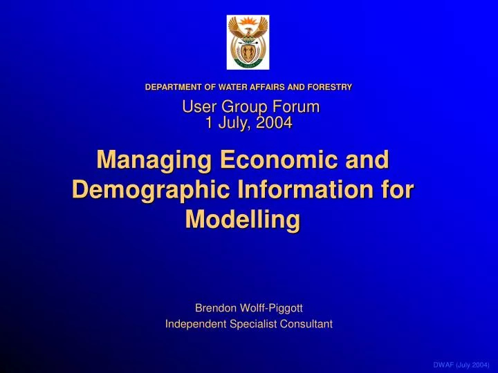 managing economic and demographic information for modelling