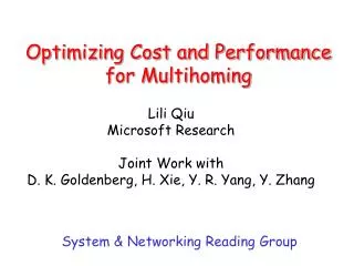 Optimizing Cost and Performance for Multihoming