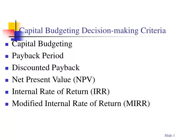 capital budgeting decision making criteria