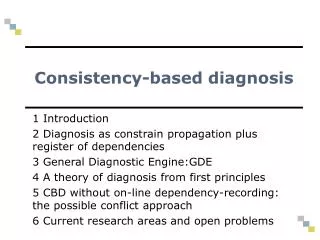 Consistency-based diagnosis