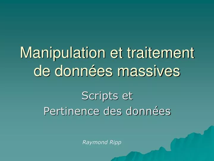 manipulation et traitement de donn es massives