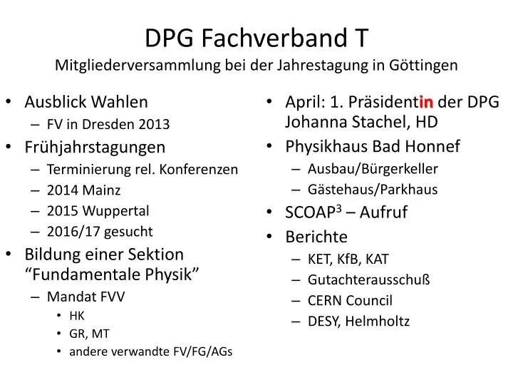 dpg fachverband t mitgliederversammlung bei der jahrestagung in g ttingen