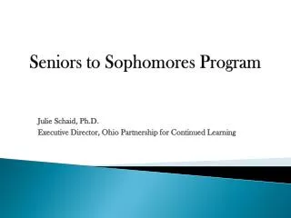 Seniors to Sophomores Program