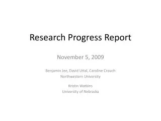 Research Progress Report