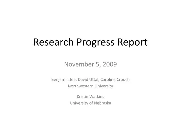 research progress report