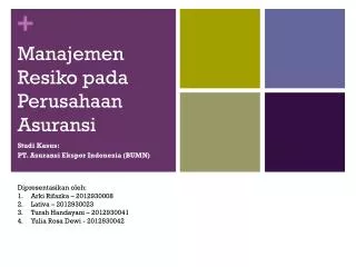 manajemen resiko pada perusahaan asuransi