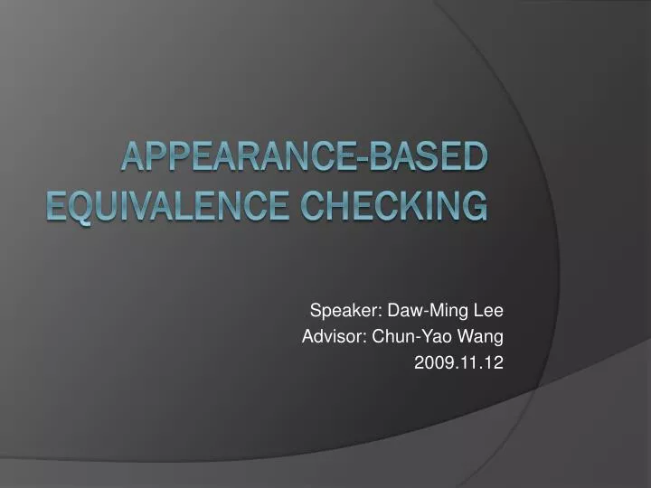 speaker daw ming lee advisor chun yao wang 2009 11 12