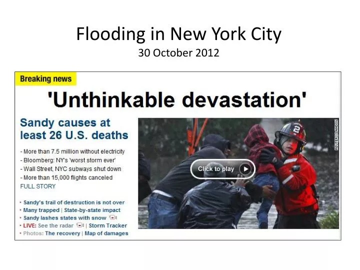 flooding in new york city 30 october 2012