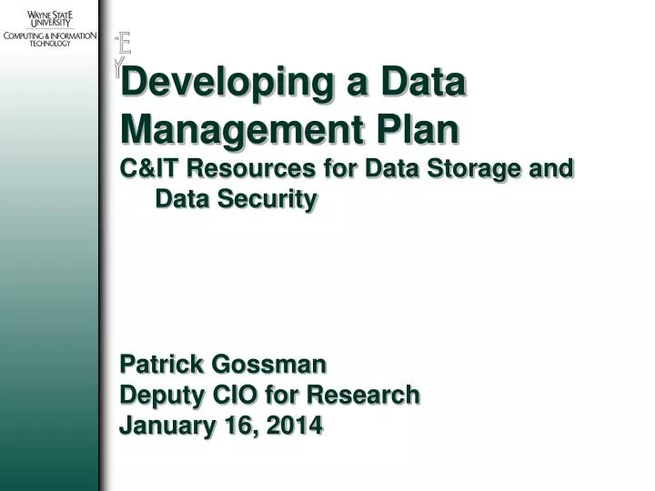 developing a data management plan c it resources for data storage and data security