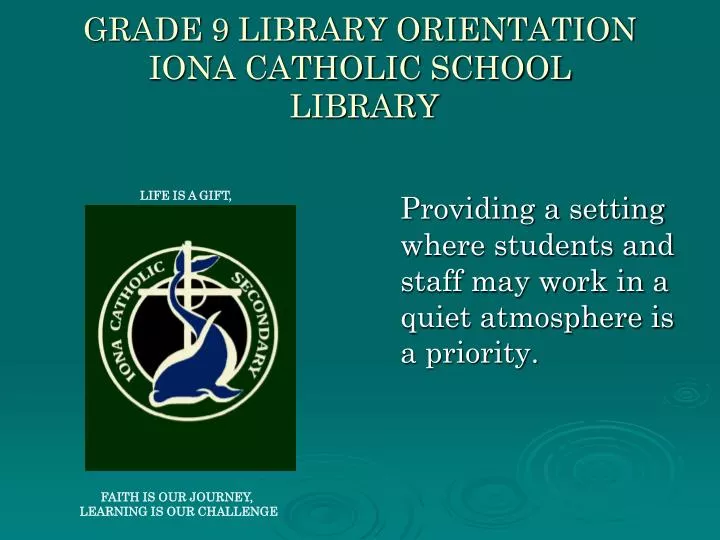 grade 9 library orientation iona catholic school library
