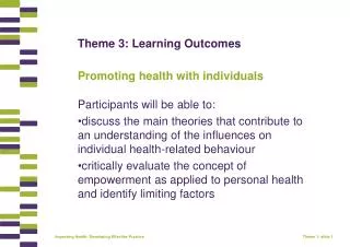 Theme 3: Learning Outcomes