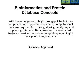 Bioinformatics and Protein Database Concepts