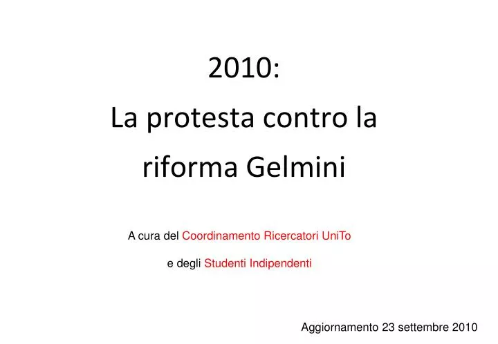 2010 la protesta contro la riforma gelmini