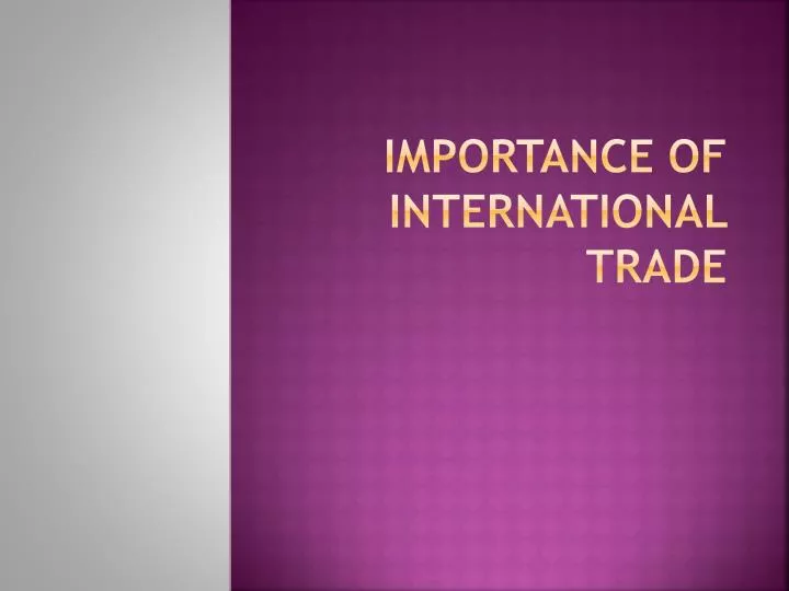 importance of international trade