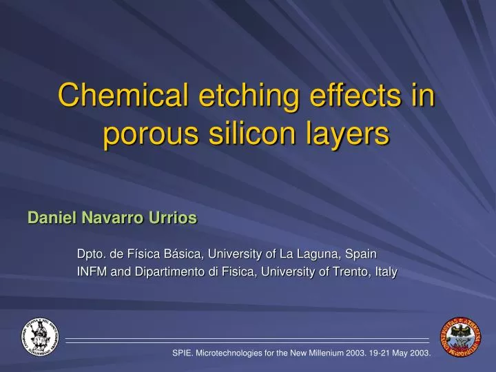 chemical etching effects in porous silicon layers