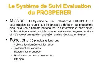 le syst me de suivi evaluation du prosperer