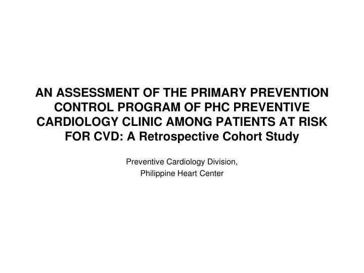 preventive cardiology division philippine heart center