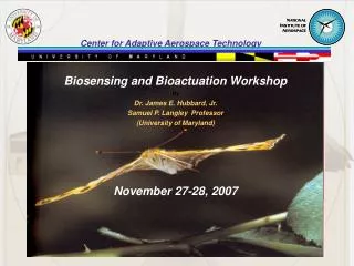 Biosensing and Bioactuation Workshop By Dr. James E. Hubbard, Jr. Samuel P. Langley Professor