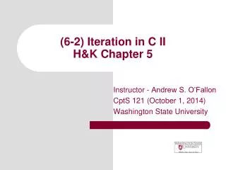 (6-2) Iteration in C II H&amp;K Chapter 5