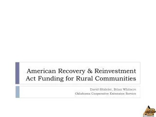American Recovery &amp; Reinvestment Act Funding for Rural Communities
