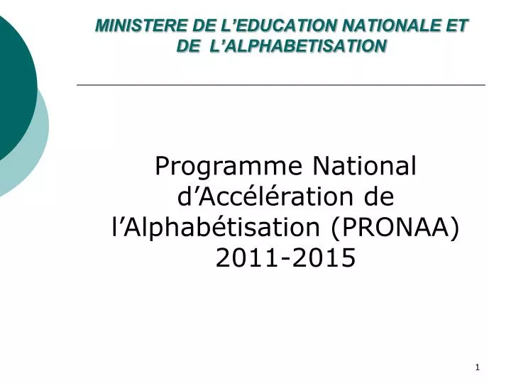 ministere de l education nationale et de l alphabetisation