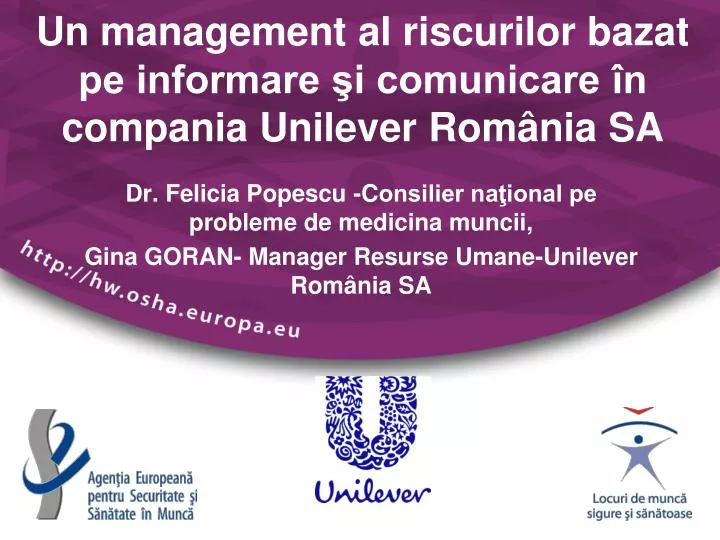 un management al riscurilor bazat pe informare i comunicare n compania unilever rom nia sa