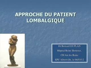 approche du patient lombalgique