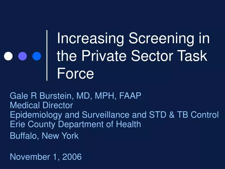 increasing screening in the private sector task force