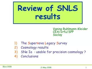 Review of SNLS results