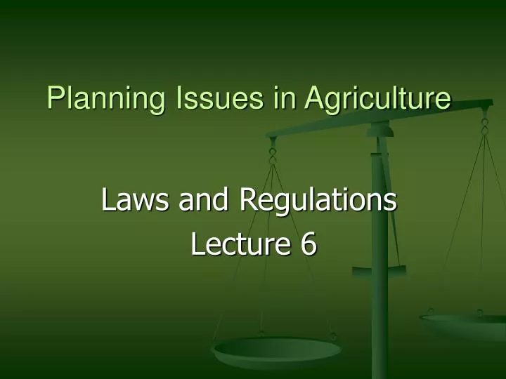 planning issues in agriculture