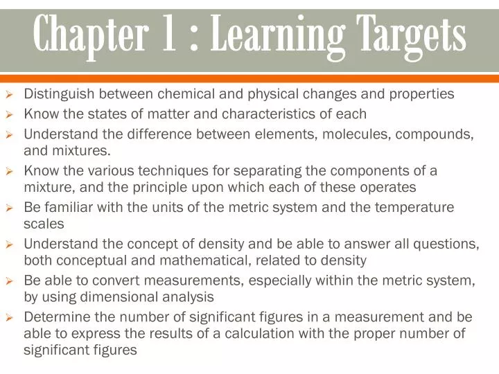 chapter 1 learning targets