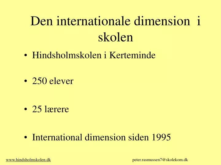den internationale dimension i skolen