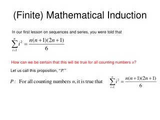 (Finite) Mathematical Induction